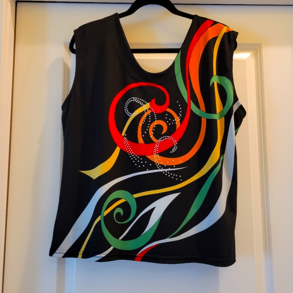 Valentina Colorful Abstract Women's Top,size XL